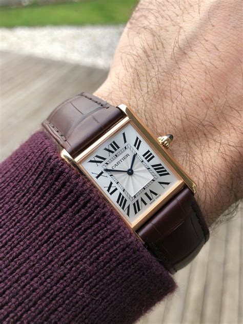 cartier rose gold watch tank|cartier tank watch with date.